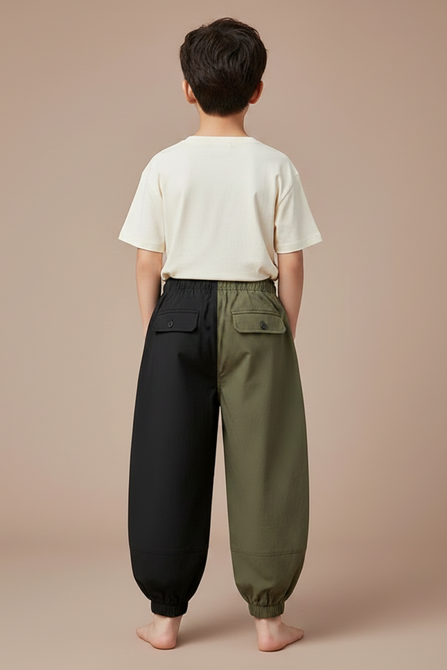 Pantalon Parachute Bicolore Ample Cargo Garçon Moderne - Multicolore Polyester - vue 2
