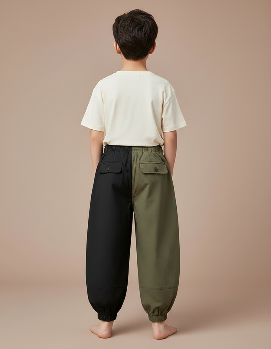 Pantalon Parachute Bicolore Ample Cargo Garçon Moderne - Multicolore Polyester - vue 2
