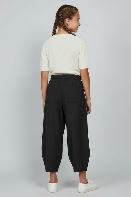 Pantalon Parachute Noir Fluide Ample Fille Coton - Viscose - vue 2