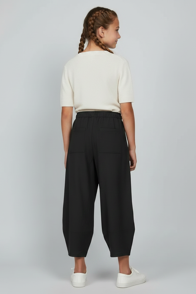 Pantalon Parachute Noir Fluide Ample Fille Coton - Viscose - vue 2