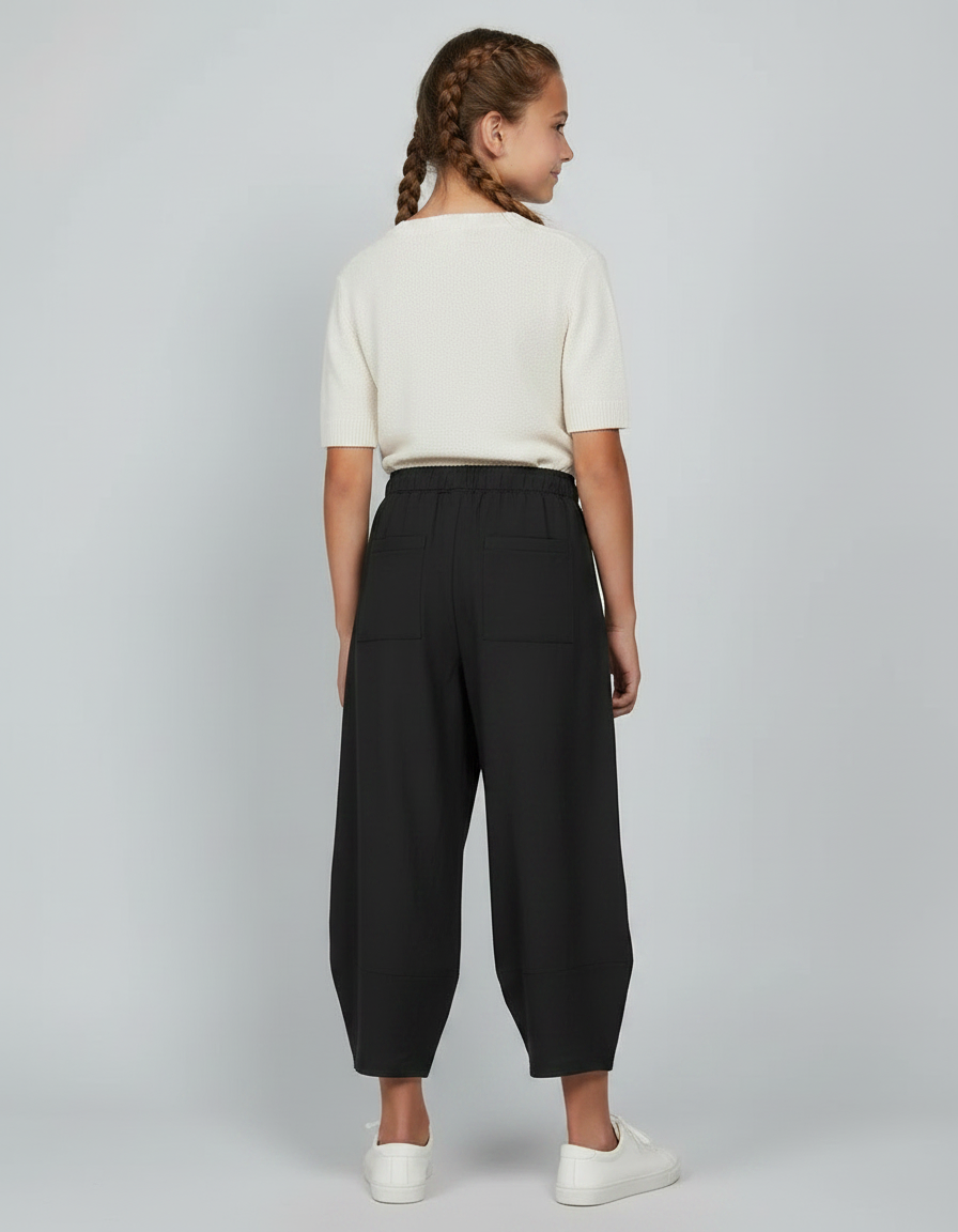 Pantalon Parachute Noir Fluide Ample Fille Coton - Viscose - vue 2