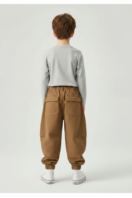 Pantalon Parachute Cargo Marron Ample Garçon - Toile - vue 2