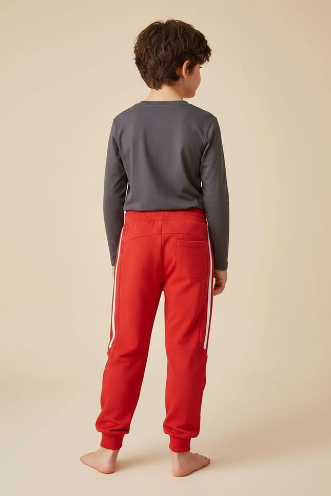 Pantalon Parachute Rouge Coton Ample Sport Enfant - Molleton - vue 2