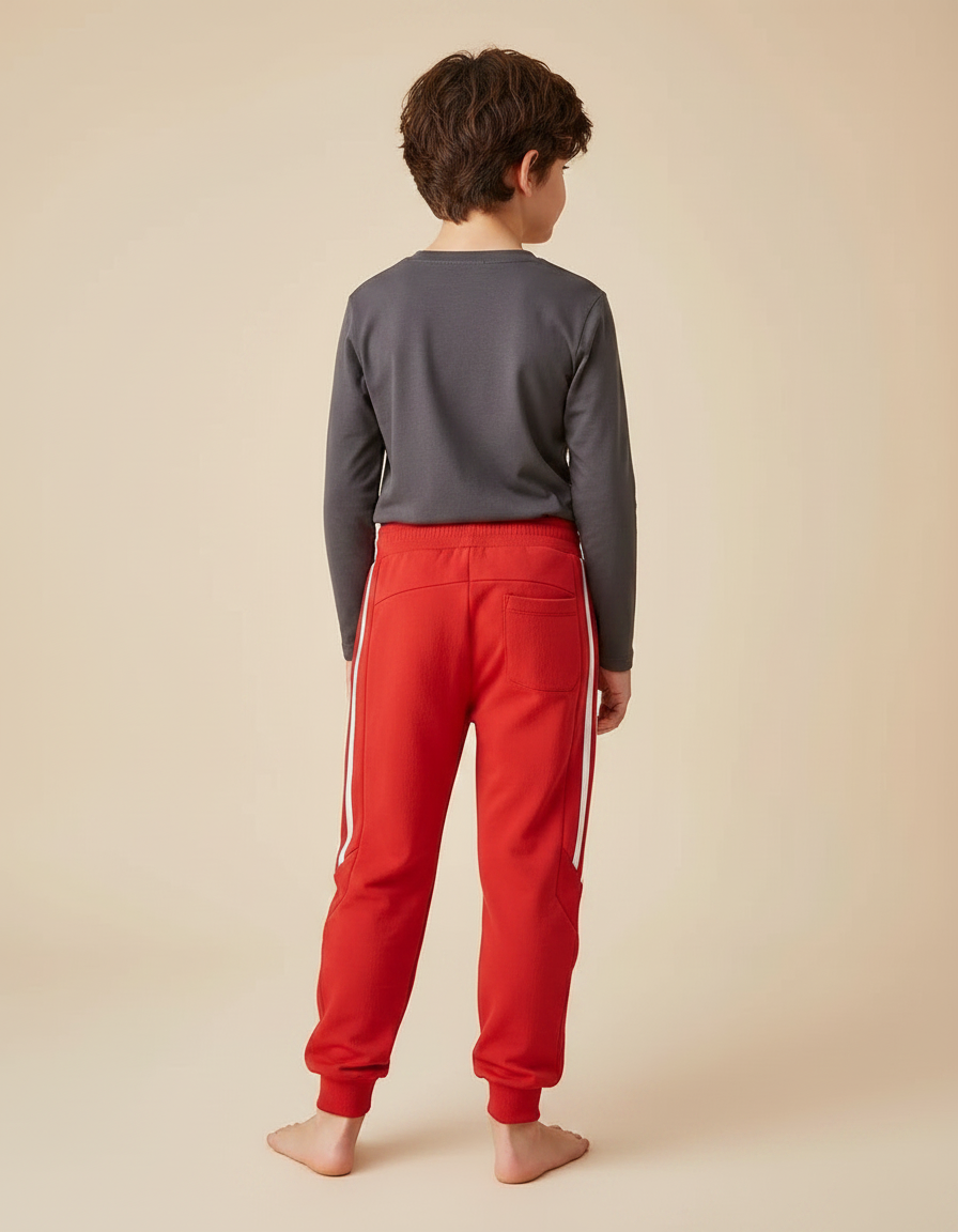 Pantalon Parachute Rouge Coton Ample Sport Enfant - Molleton - vue 2