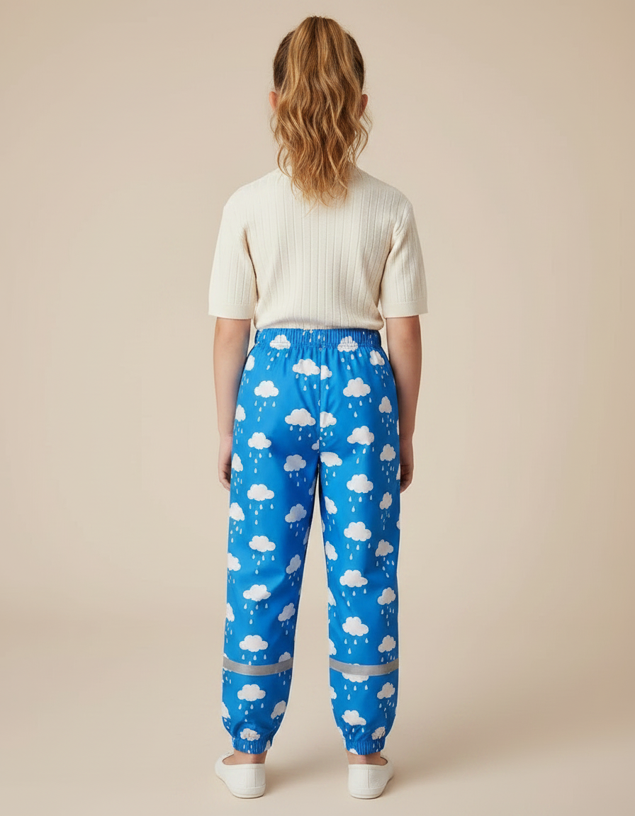 Pantalon Parachute Imprimé Nuages Bleus Étanche Enfant - Polyester - vue 2
