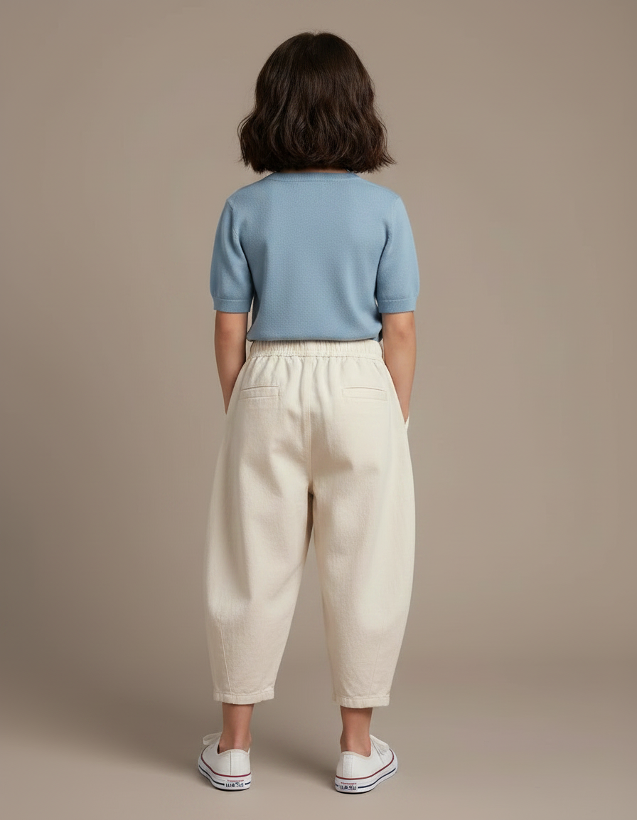 Pantalon Parachute Beige Ample Coton Élastiqué Enfant - vue 2