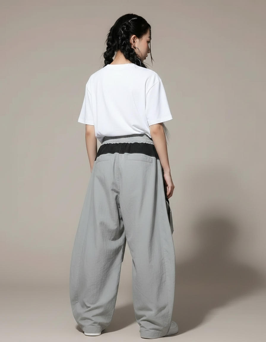 Pantalon Parachute Gris Ample Cargo Enfants Danse - Polyester - vue 2