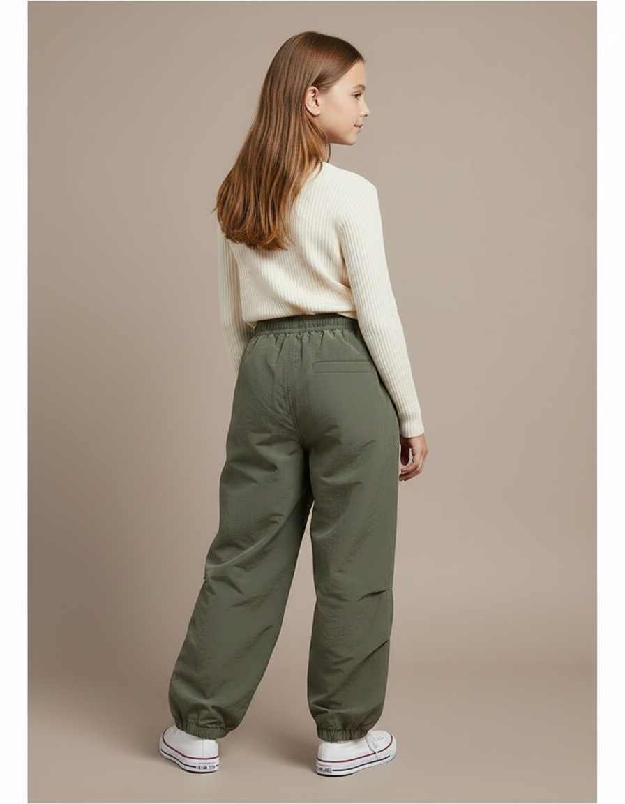 Pantalon Parachute Kaki Ample Décontracté Enfant Sport - Polyester - vue 2