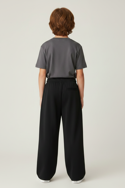 Pantalon Parachute Noir Ample Cordon Garçon Décontracté - Molleton - vue 2
