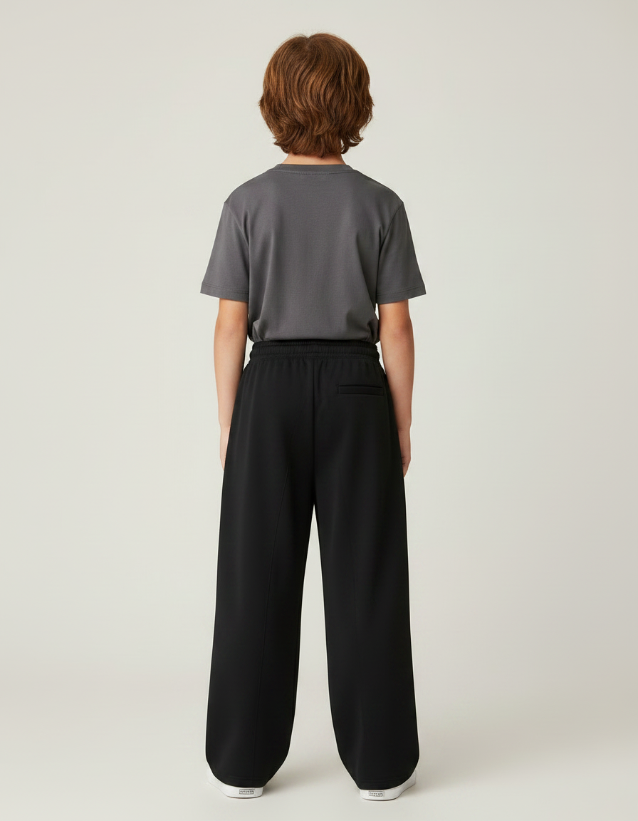 Pantalon Parachute Noir Ample Cordon Garçon Décontracté - Molleton - vue 2