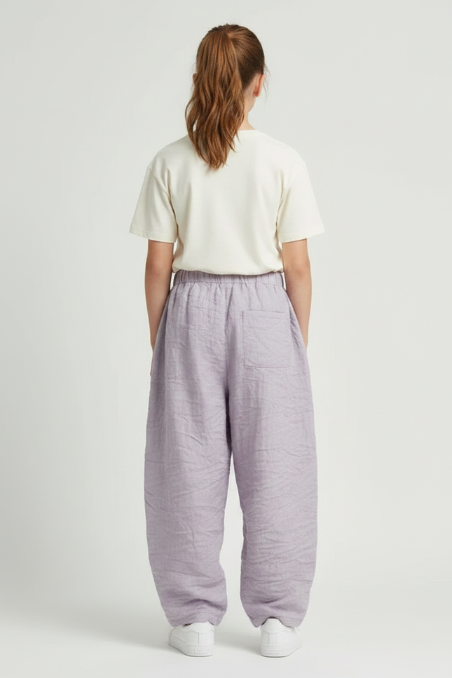 Pantalon Parachute Lin Ample Violet Clair Fille - vue 2
