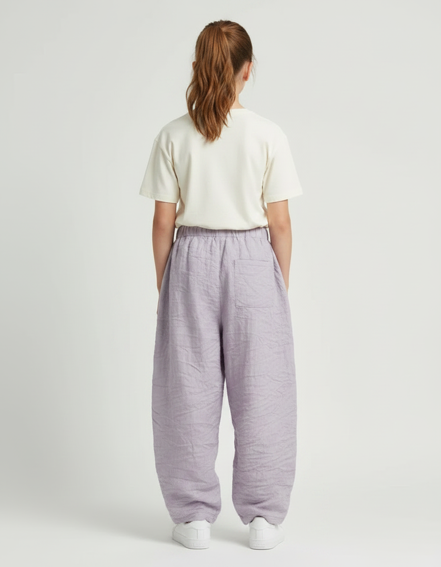 Pantalon Parachute Lin Ample Violet Clair Fille - vue 2