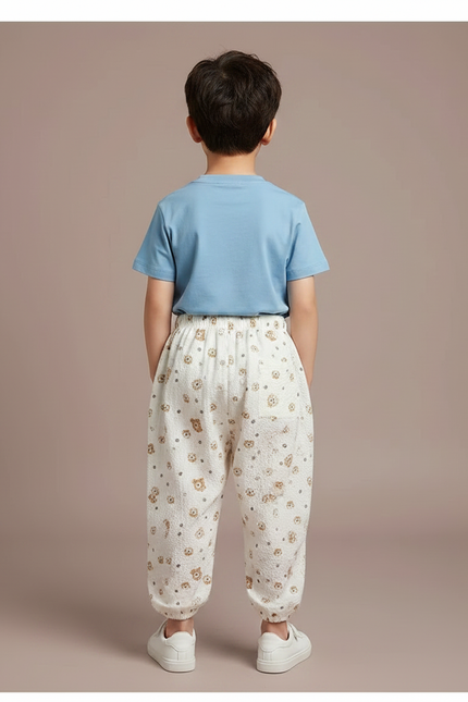 Pantalon Parachute Blanc Ample Motif Ours Enfant - Coton - vue 2