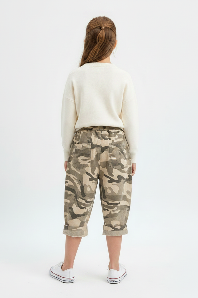Pantalon Parachute Camouflage Ample Coton Fille - Imprimé Molleton - vue 2