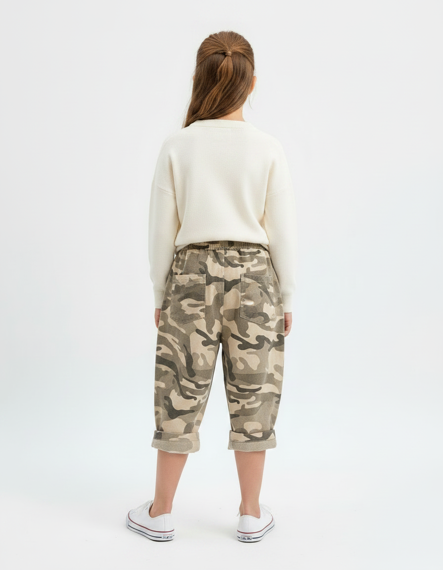 Pantalon Parachute Camouflage Ample Coton Fille - Imprimé Molleton - vue 2
