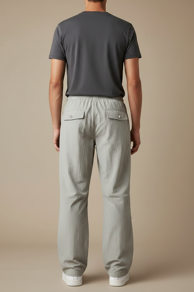 Pantalon Parachute Gris Ample Décontracté Cargo Homme - Polyester - vue 2