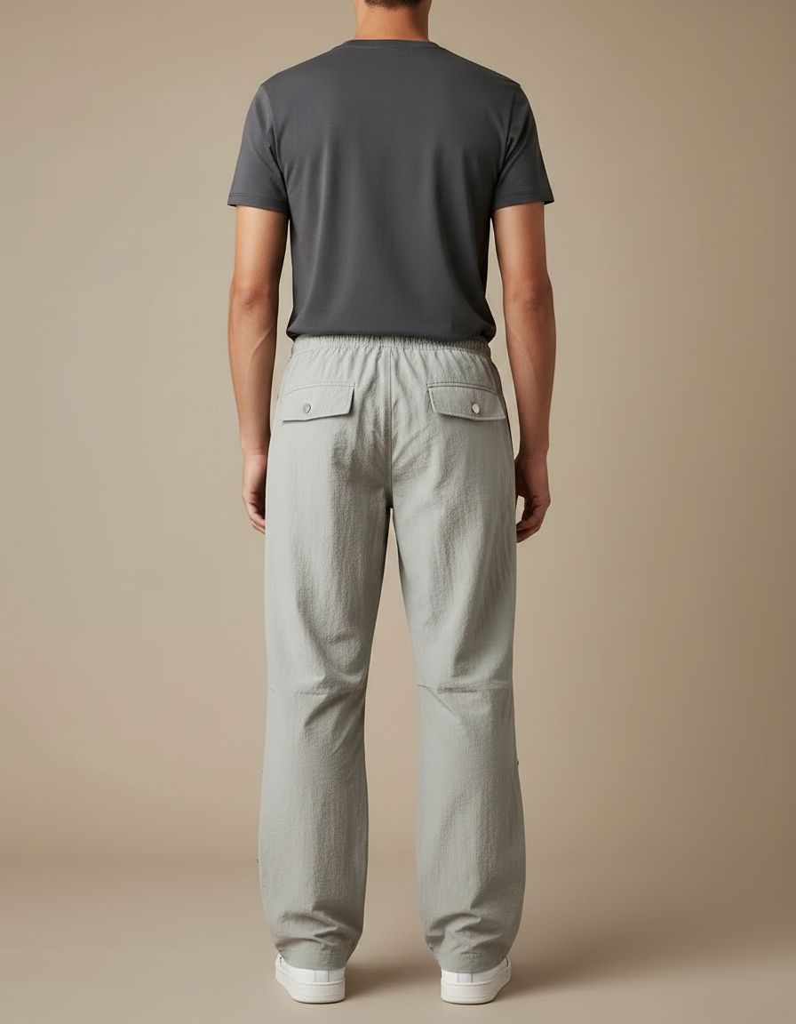 Pantalon Parachute Gris Ample Décontracté Cargo Homme - Polyester - vue 2