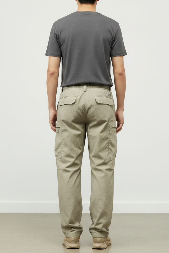 Pantalon Parachute Kaki Ample Décontracté Homme Cordon - Polyester - vue 2