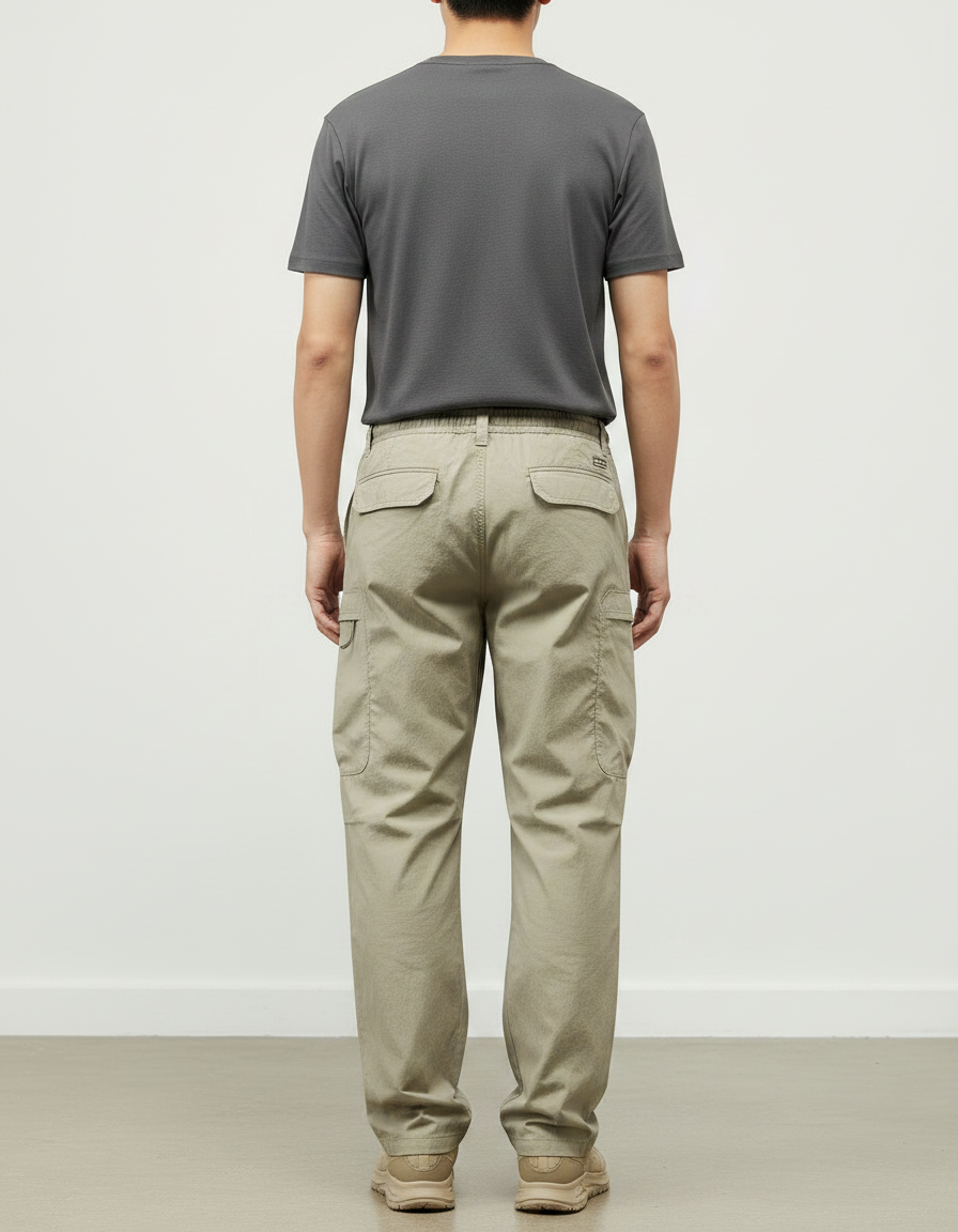 Pantalon Parachute Kaki Ample Décontracté Homme Cordon - Polyester - vue 2