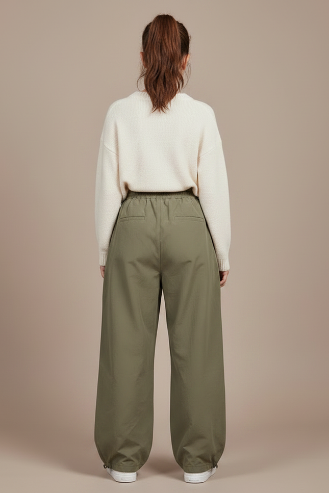 Pantalon Parachute Kaki Ample Nylon Décontracté Fille - Polyester - vue 2
