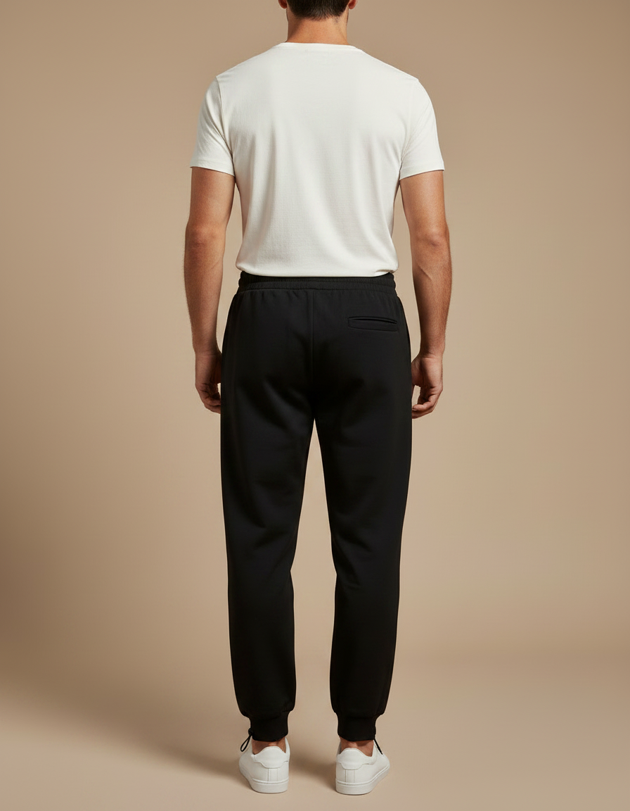 Pantalon Parachute Noir Ample Imprimé Streetwear Homme - Molleton - vue 2