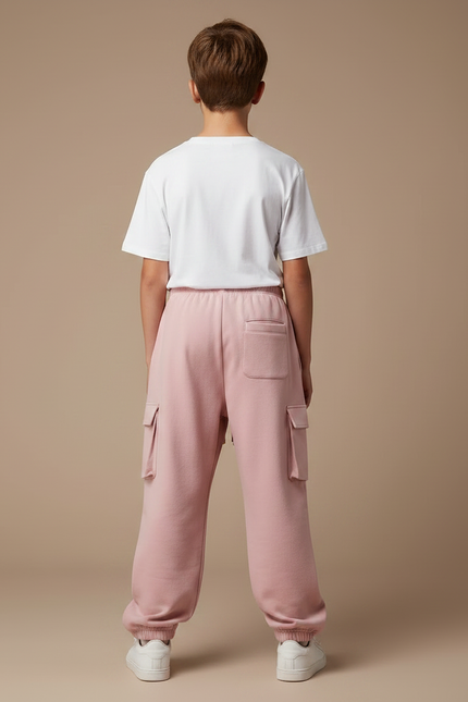 Pantalon Parachute Rose Garçon Ample Cargo Coton - Molleton - vue 2