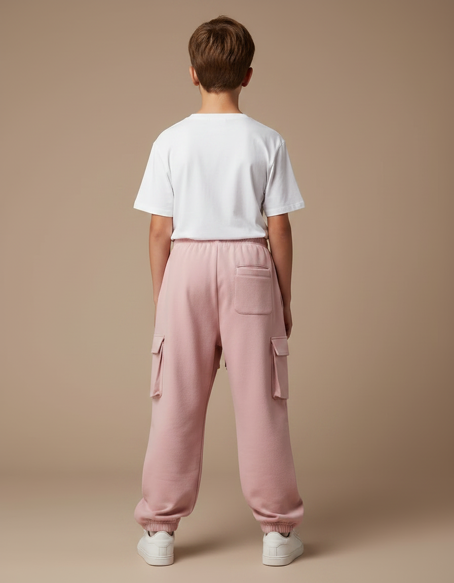 Pantalon Parachute Rose Garçon Ample Cargo Coton - Molleton - vue 2
