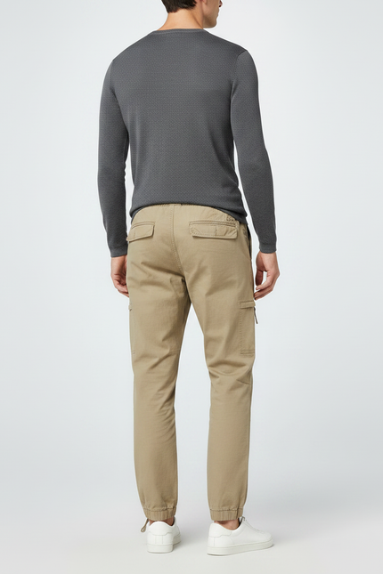 Pantalon Parachute Kaki Cargo Décontracté Coton Cordon Homme - Toile - vue 2