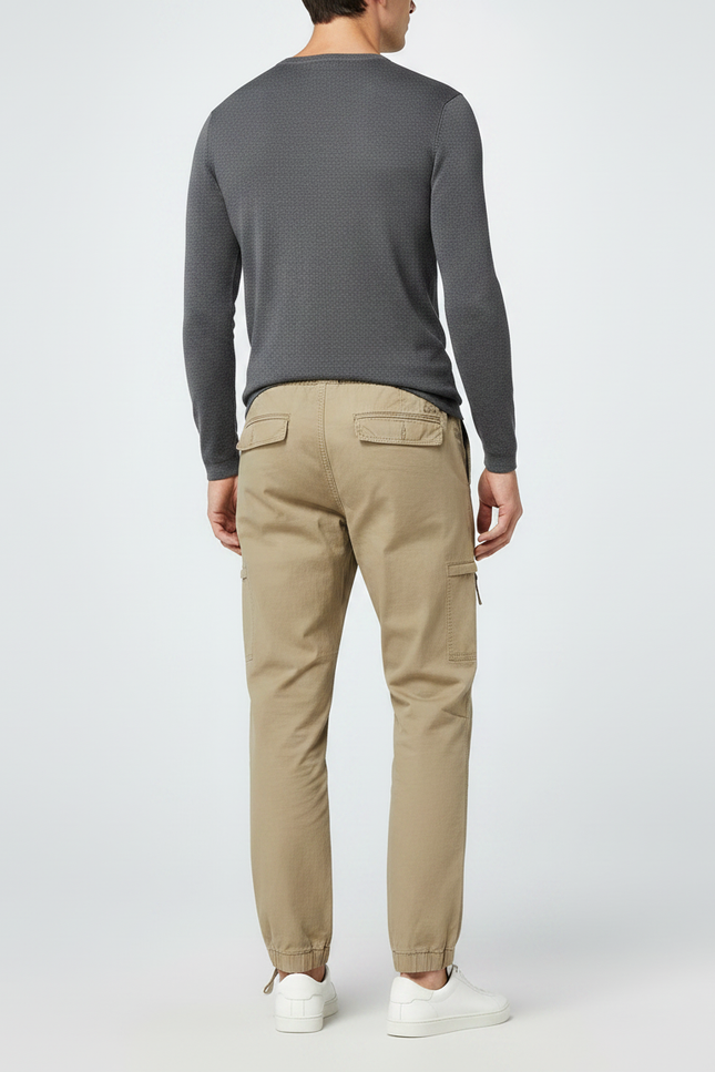 Pantalon Parachute Kaki Cargo Décontracté Coton Cordon Homme - Toile - vue 2