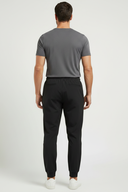Pantalon Parachute Noir Homme Cordon Sport Ample - Polyester - vue 2