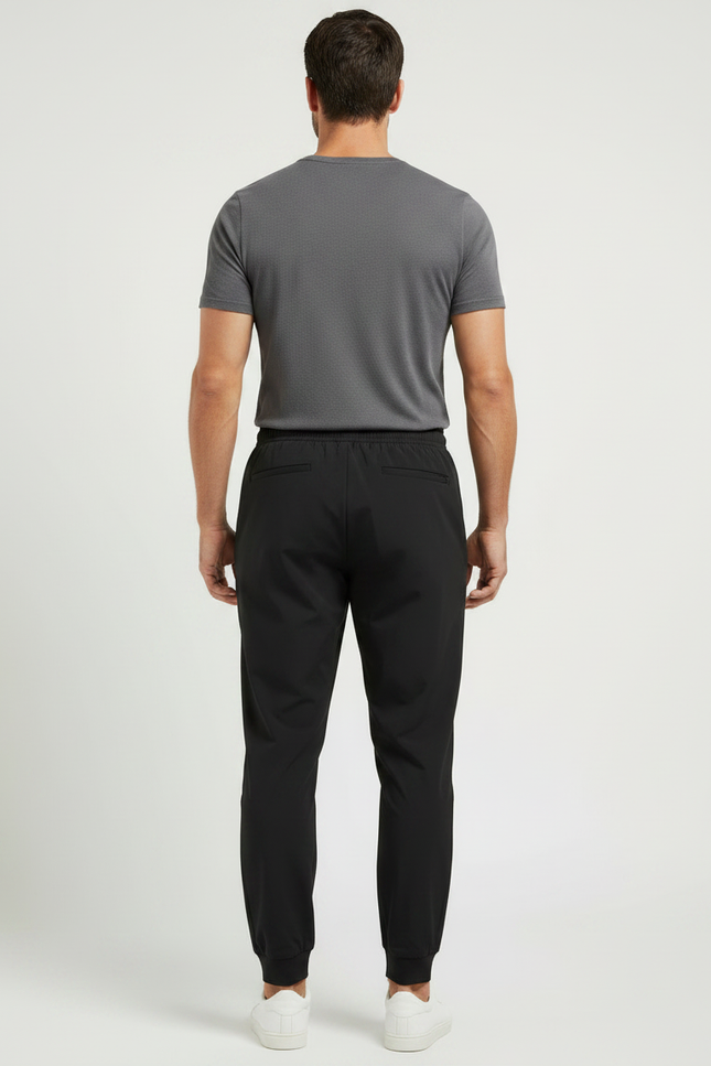 Pantalon Parachute Noir Homme Cordon Sport Ample - Polyester - vue 2