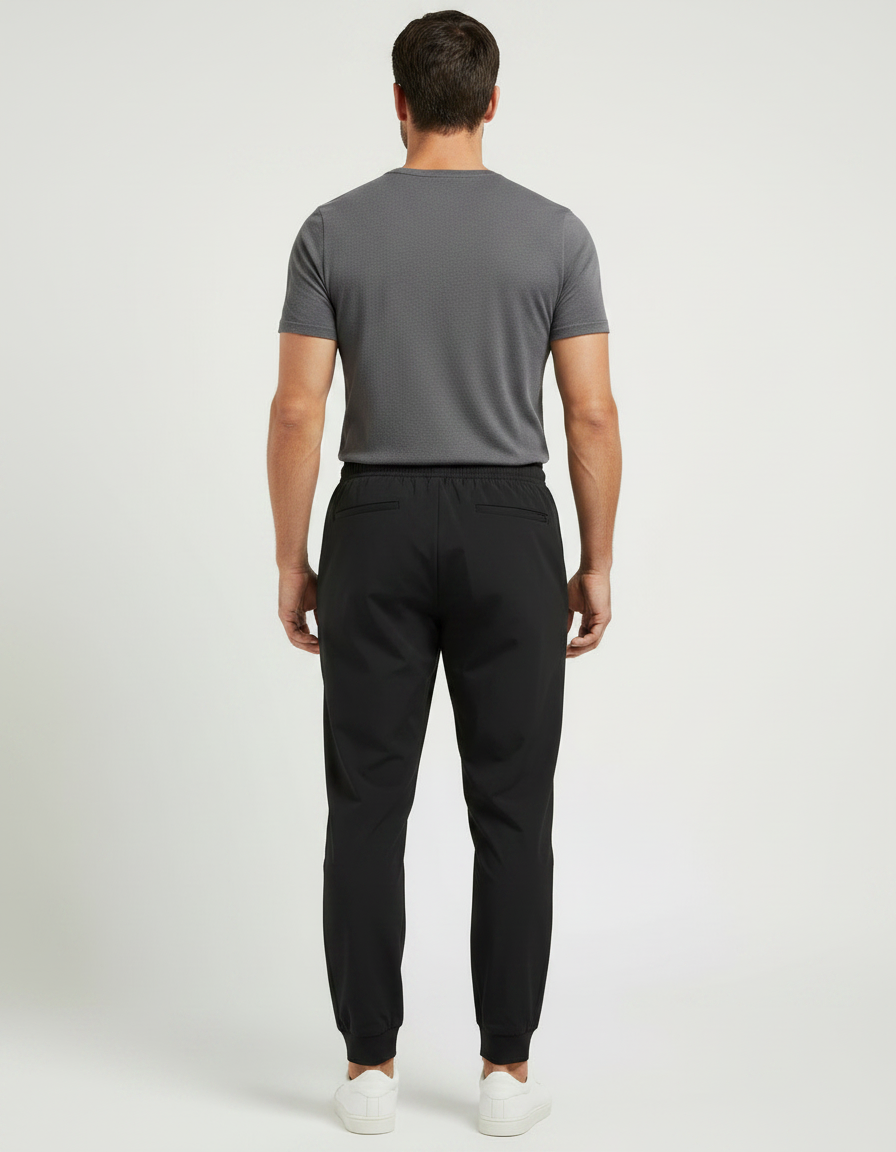 Pantalon Parachute Noir Homme Cordon Sport Ample - Polyester - vue 2