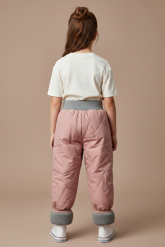 Pantalon Parachute Rose Matelassé Étoiles Enfant Chaud - Polyester - vue 2