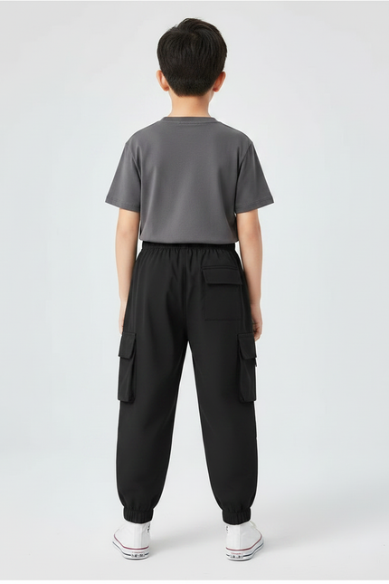 Pantalon Parachute Noir Cargo Ample Garçon Polyvalent - Polyester - vue 2