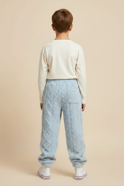 Pantalon Parachute Bleu Ciel Molleton Tricoté Ample Enfant - vue 2