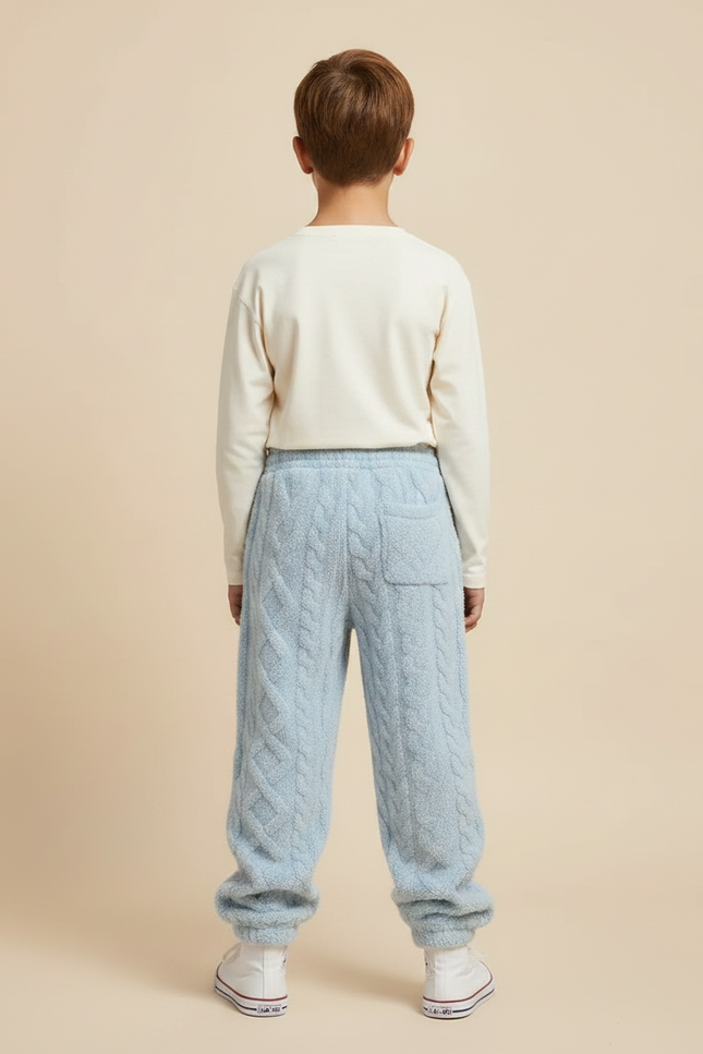 Pantalon Parachute Bleu Ciel Molleton Tricoté Ample Enfant - vue 2