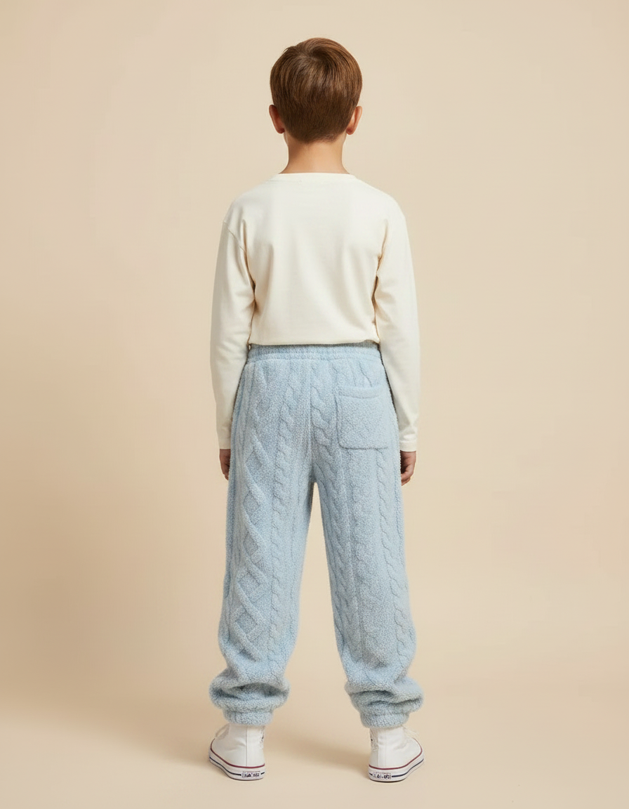 Pantalon Parachute Bleu Ciel Molleton Tricoté Ample Enfant - vue 2