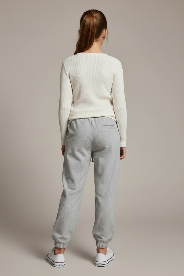 Pantalon Parachute Gris Ample Cordon Confortable Fille - Molleton - vue 2
