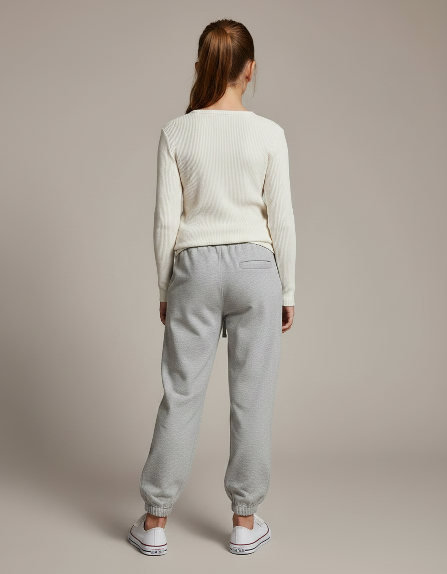 Pantalon Parachute Gris Ample Cordon Confortable Fille - Molleton - vue 2