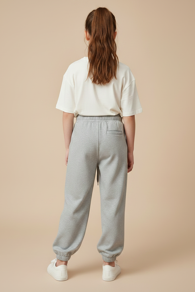 Pantalon Parachute Gris Ample Décontracté Scintillant Fille - Molleton - vue 2