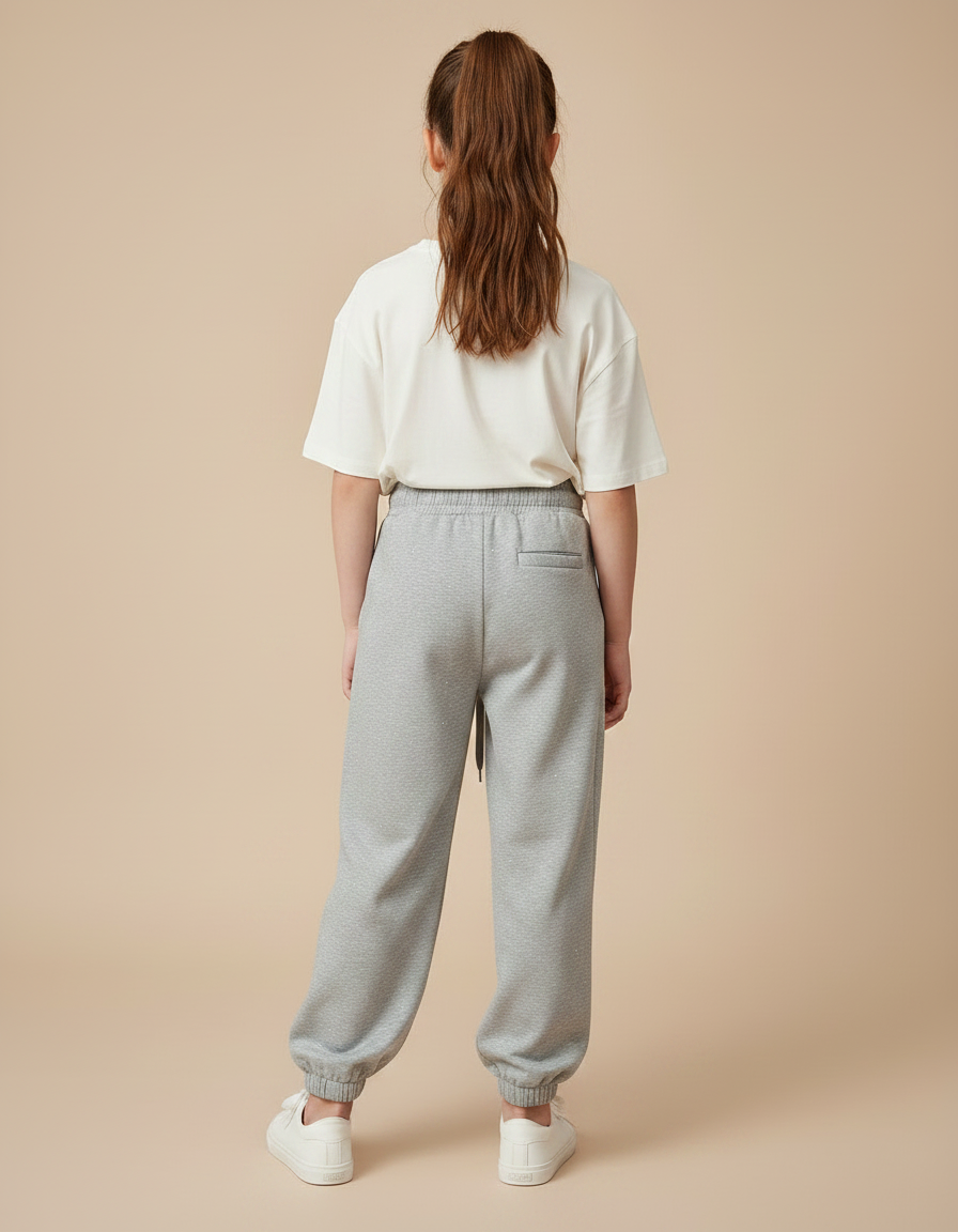 Pantalon Parachute Gris Ample Décontracté Scintillant Fille - Molleton - vue 2