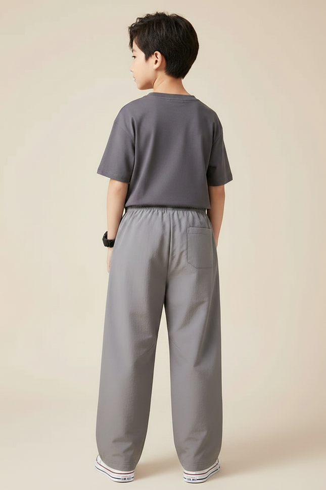 Pantalon Parachute Gris Ample Coton Sport Enfant - Polyester - vue 2