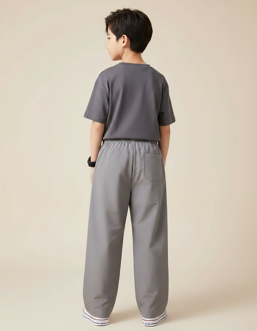 Pantalon Parachute Gris Ample Coton Sport Enfant - Polyester - vue 2