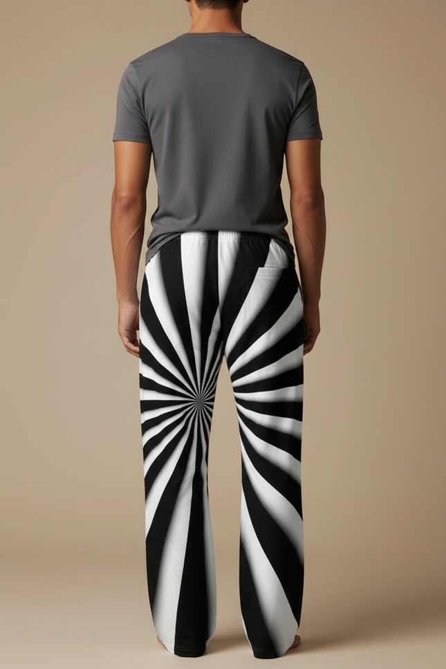 Pantalon Parachute Rayé Noir Blanc Décontracté Homme - Multicolore Polyester - vue 2