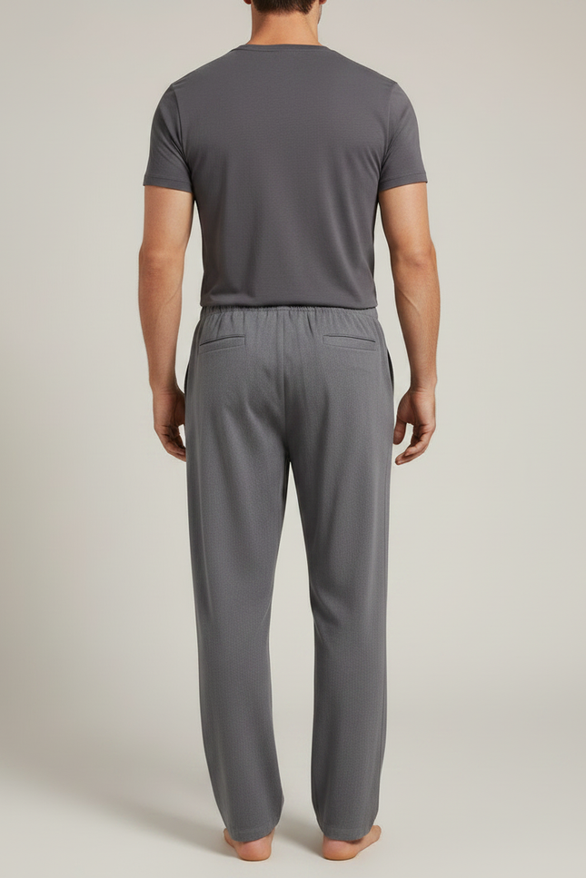 Pantalon Parachute Gris Ample Coton Lin Homme Cordon - vue 2