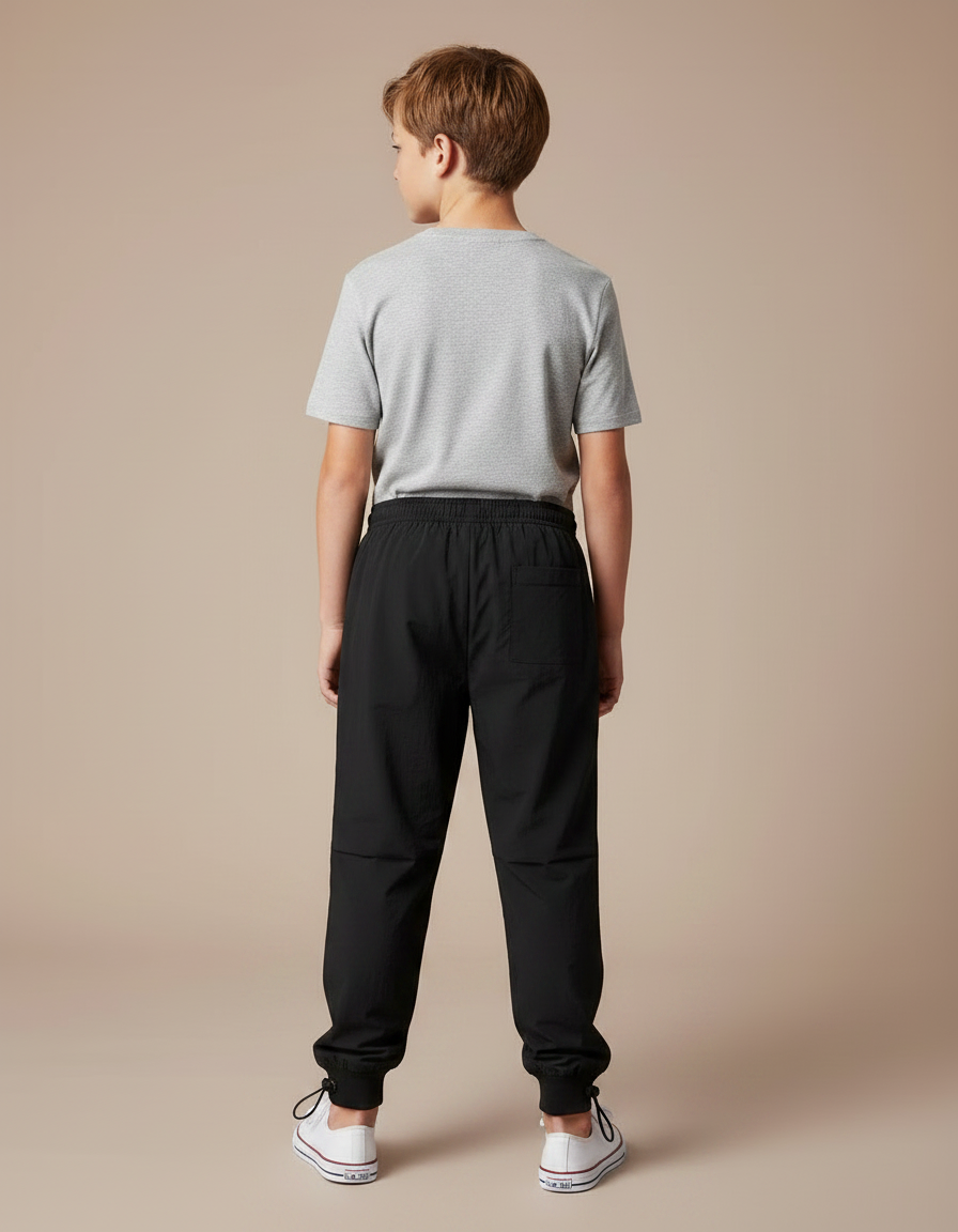 Pantalon Parachute Noir Ample Sport Garçon - Polyester - vue 2