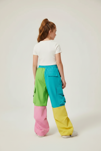 Pantalon Parachute Coloré Cargo Ample Fille - Multicolore Polyester - vue 2