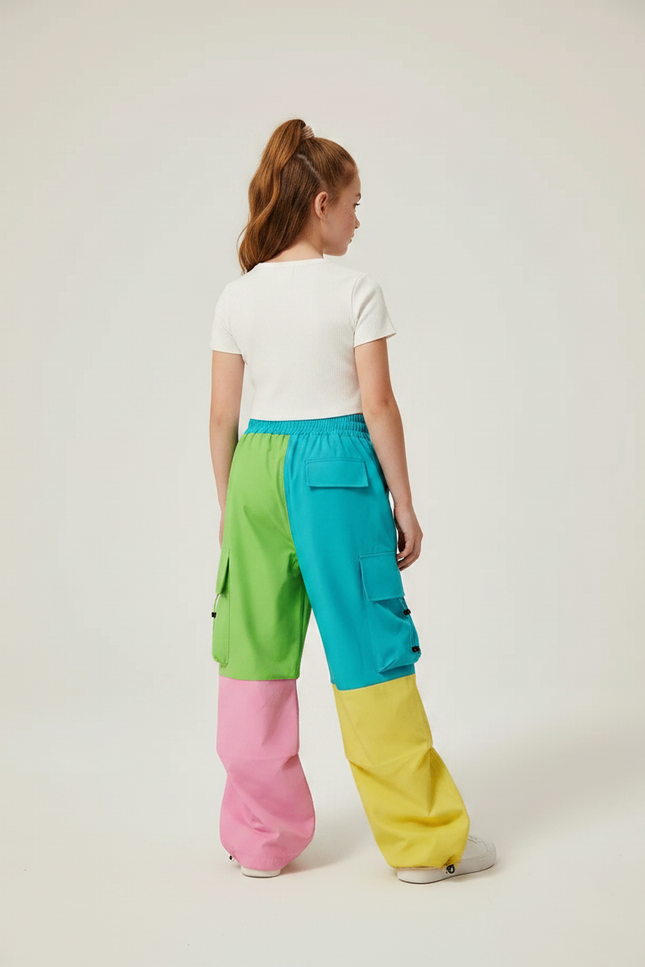 Pantalon Parachute Coloré Cargo Ample Fille - Multicolore Polyester - vue 2