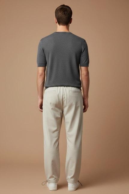 Pantalon Parachute Beige Ample Décontracté Cordon Homme - Polyester - vue 2