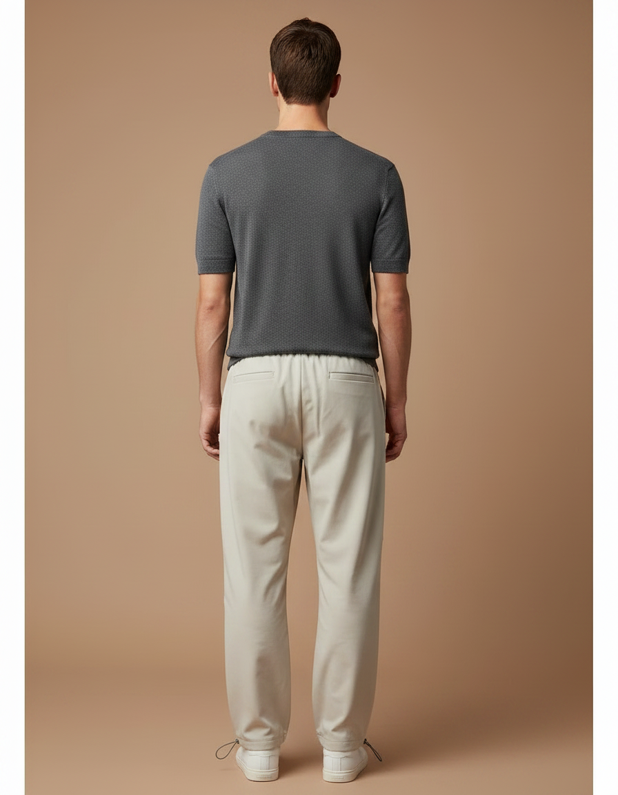 Pantalon Parachute Beige Ample Décontracté Cordon Homme - Polyester - vue 2